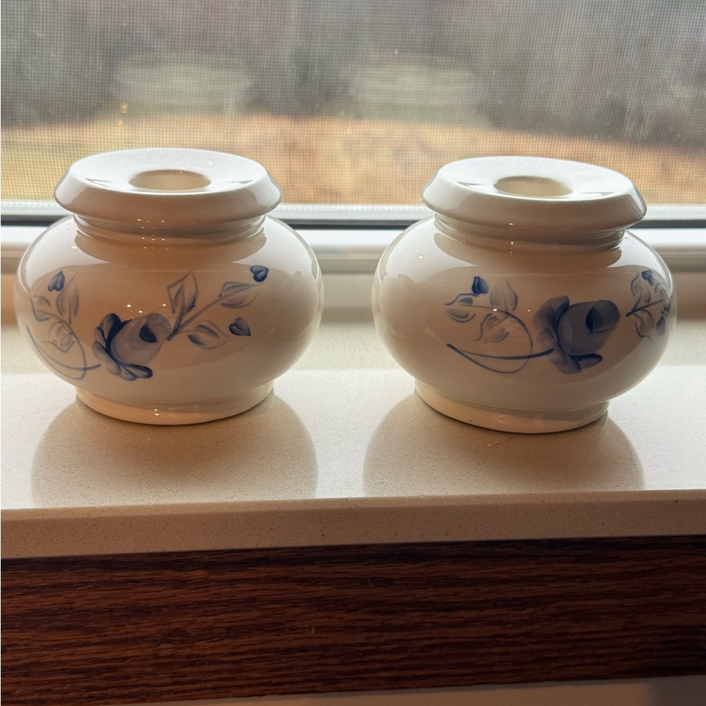 Vintage Hand-Painted Porcelain Candle Holders